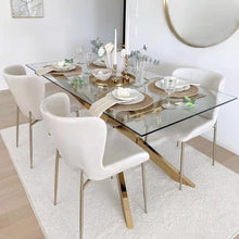 Cargar imagen en el visor de la galería, X Legs Stainless Steel Wedding Dining Table Glass Top 6 seaters
