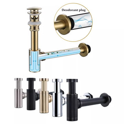 Mattschwarzer Aufsatzwaschtisch mit Siphon und Pop-up-Ablaufstopfen 