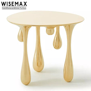 Modern dining room gold metal Legs top round dining table luxury designer drop shaped dining table for home