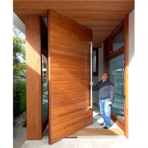 Modern wooden main entrance door design pictures custom external big panel composite solid wood pivot doors