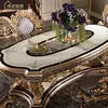 Cargar imagen en el visor de la galería, European solid wood luxury dining table and chair combination marble dining table oak rectangular French noble champagne gold
