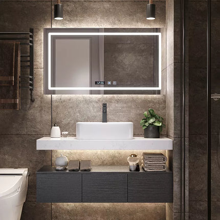 Nordic Marble Top bathroom cabinets with ceramic basin and Smart LED Mirror Cabinet