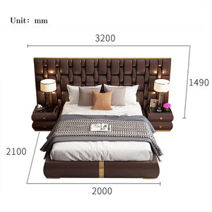 Luxury Italian-designed bedroom furniture modern king size bed set leather