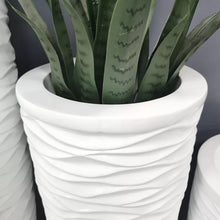 Load image into Gallery viewer, Modern Style Embossed Decorative Flower Vase White Fiberglass pots Bucket Shape Planter
