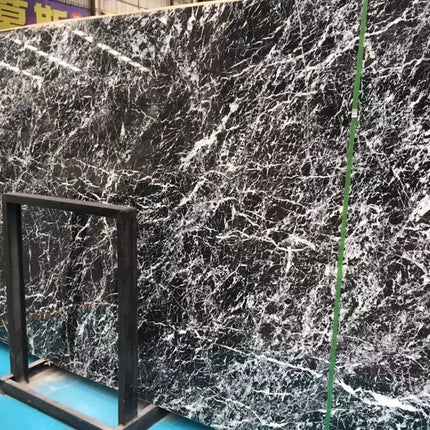 Polished Black marble white veins marble Slabs black marble flooring designs