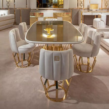 Load image into Gallery viewer, Dinning table set 4 chair royal luxury italian dining table gold furniture
