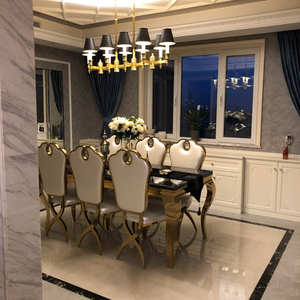 New Listing Modern Long Dining Table China Luxury Marble Dining Room Table 6 Persons