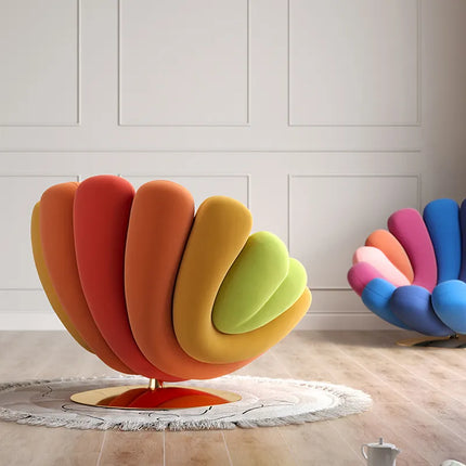 Italienisches Design, farbenfroher Hotel-Sofa-Sessel, moderner Samtbezug, Seeanemonen-Loungesessel