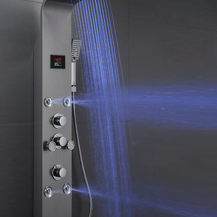 LED Douche 8-inch Luxury Wall Massage Body Bathroom Rainfall Thermostatic Shower Jet Head Panel Screen Set with Rain Shower