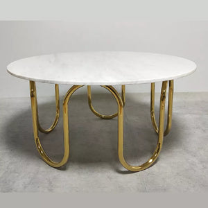 Modern Stainless Steel Round Marble Dining Gold Luxury Coffee Table