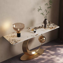 Load image into Gallery viewer, Italian art furniture designer light luxury marble console table stainless steel entryway console table
