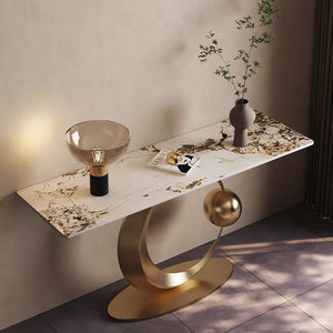 Italian art furniture designer light luxury marble console table stainless steel entryway console table