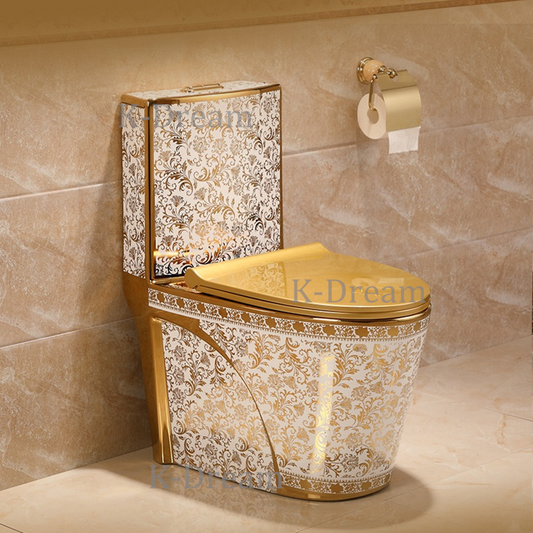 Floral Toilet Bowl Electroplated porcelaine Electroplated in Gold Dubai Design Porcelain High End Quality