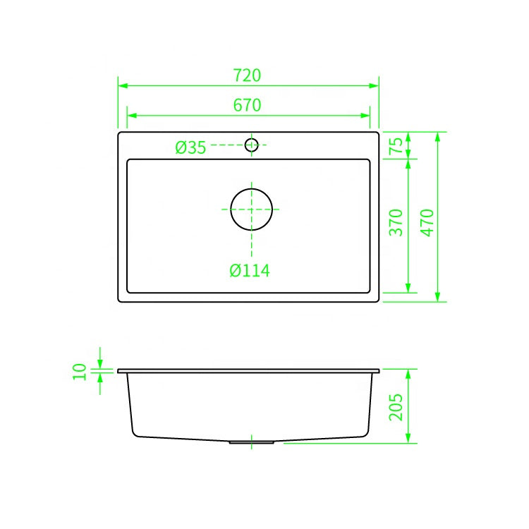 Granite Kitchen Sink Single Bowl High Quality