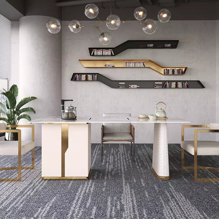 Gold Stainless Steel Accent Chair PU Leather Upholster Dining Chair