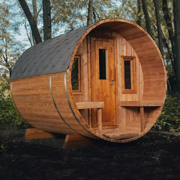 Dome wooden steam red light infrared sauna room corner double home glass panoramic outdoor sauna room