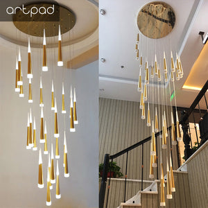 Nordic Customizable Big Size Bar Restaurant Led Hanging Light Long Chandelier Lighting Fixture