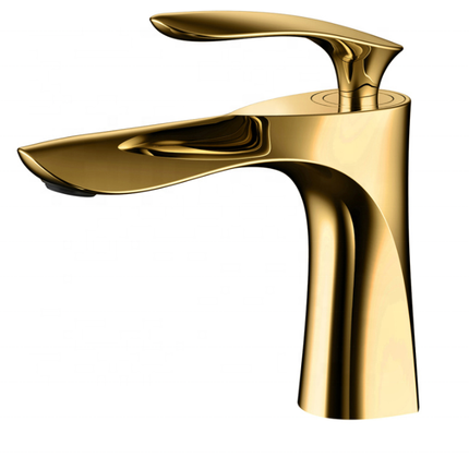 Gold Plated Washroom Faucet Single Handle