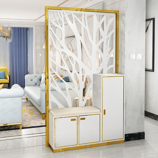 Room Dividers Stainless Steel Aluminum with Shoes Storage and Seating Couch
