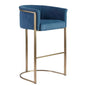 Modern barstool metal legs blue velvet bar chair