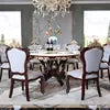 Cargar imagen en el visor de la galería, luxury antique European style round white marble top dining table set 6 chairs dining table set
