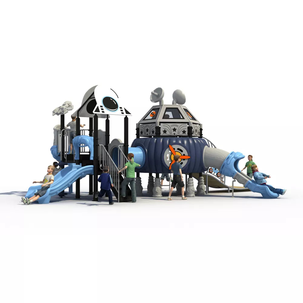 New Design Kindergarten Children Outdoor Playground Equipment Theme Park Preschool Outdoor Plastic Slide Playground Set