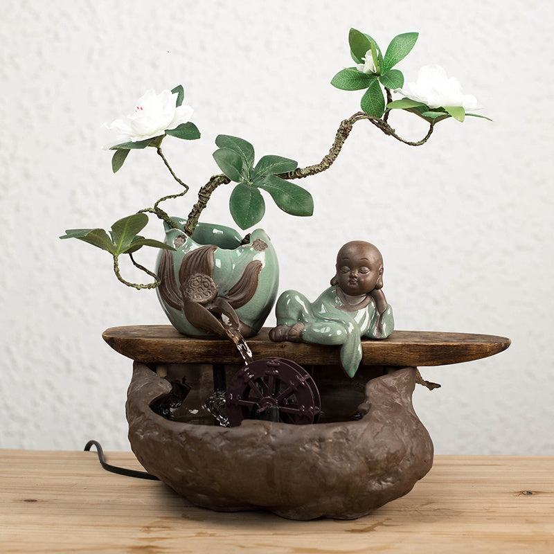 High quality gift New Classical/Post-modern Style Living Room Flowing Water Ring Light Lamp For Decorative Tabletop Fountain