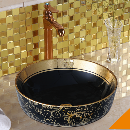 luxury bathroom black gold porcelain wash basin bathroom sinks toilet wash basin