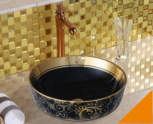 luxury bathroom black gold ceramic wash basin bathroom ceramic sink toilet wash basin