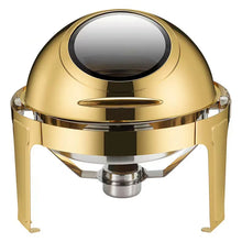 Charger l&#39;image dans la galerie, Luxury Large Stainless Steel Chafing Dish Gold 6.5L Big Roll Top Round Catering Chafing Dish Food Warmer
