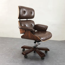 Load image into Gallery viewer, Modern adjustable armrest leather swivel office chair
