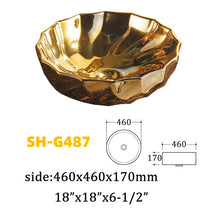 Charger l&#39;image dans la galerie, Art Sink Countertop Ceramic Gold Hand Wash Basin
