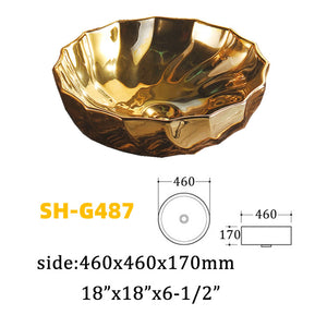 Art Sink Countertop Ceramic Gold Hand Wash Basin