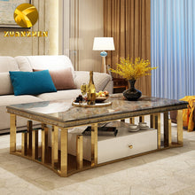 Load image into Gallery viewer, Stainless Steel Legs Luxury Coffee Table Marble Top
