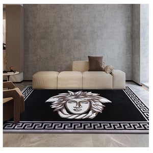 Luxury Carpet Black and White Wool Sink Rug