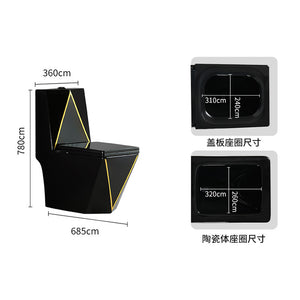 Square Black Bathroom Ceramic Washdown One Piece WC p-trap/s-trap Colored Toilet Bowl