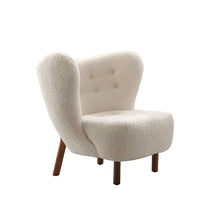 Charger l&#39;image dans la galerie, Living Room Furniture Modern Nordic New designer white teddy fabric leisure chair black wood legs little petra lounge chair
