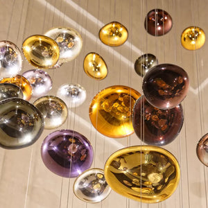 Modern Clear Glass Bubbles Pendant Light Nordic LED Ball Crystal Chandeliers for Staircase Lobby