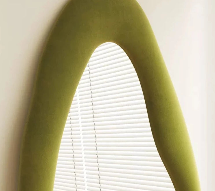 Unique design modern wave shape mirror whole-length mirror with plywood frame for living room