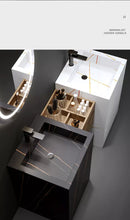 Load image into Gallery viewer, Modern Simple Quartz Marble Sintered Stone Sink Vanities with Wood Organizer
