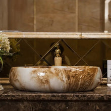 Lade das Bild in den Galerie-Viewer, Porcelain tabletop no hole bathroom sink countertop ceramic wash basin
