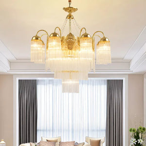 Dining Room Copper Pendant Lamp Led Crystal Brass Chandeliers