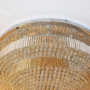 Customize chandelier luxury modern crystal ball beaded gold oval round large ceiling chandelier light lamp