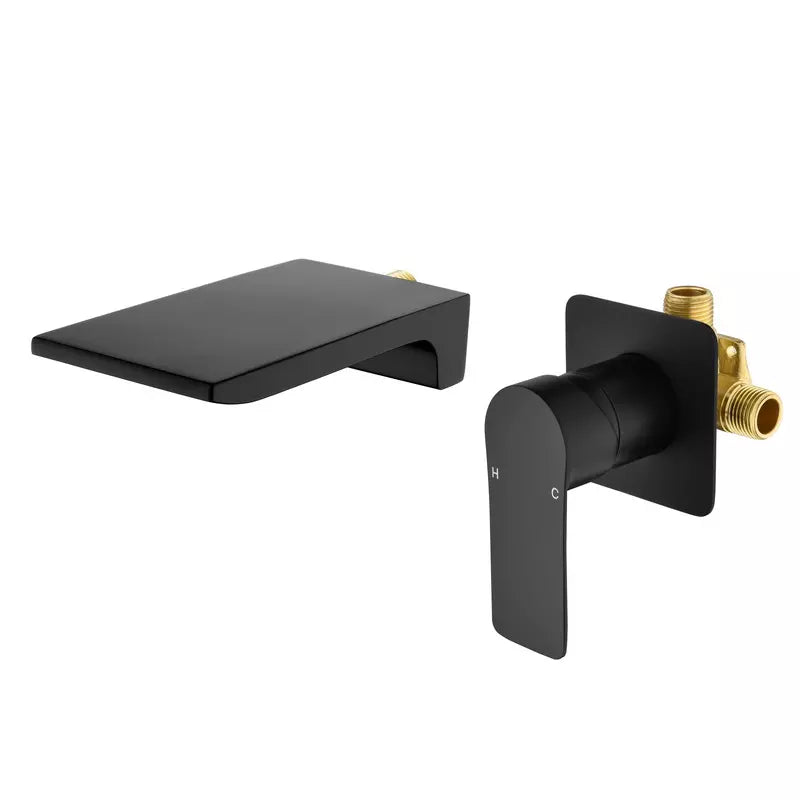 Wall mount in wall hot and cold waterfall bathroom vanity basin sink faucet from wall