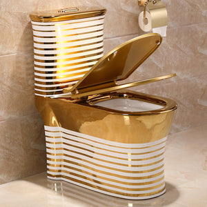 Newest Design Royal Style Bathroom Toilets Luxury Gold Color Custom Toilets Set Wash Basin With Pedestal