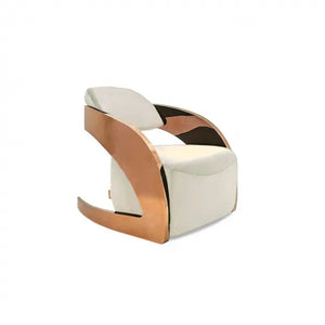 Luxury Rose Gold Stainless Steel Accent Chair Pu Leather Lounge Chair Sofa Chair For Home Hotel