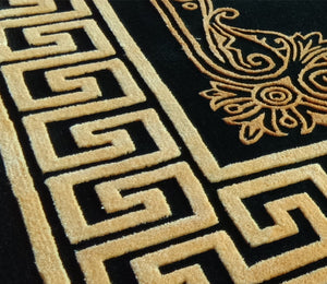 Hand tufted Carpet Wool Silk materials black gold high quality rugs
