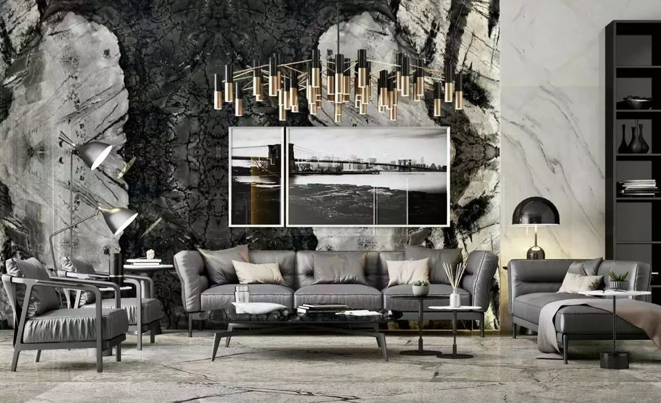 Polished China Munich With White Vein Background Marble For Countertop