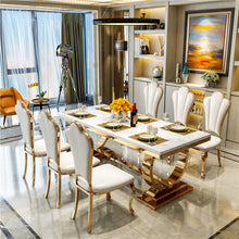 Cargar imagen en el visor de la galería, Popular Luxury Design Stainless Steel Marble Dining Table
