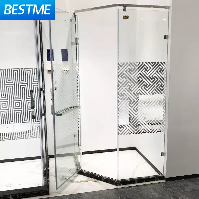 304 Stainless Steel Pull and Push 8mm tempered Glass Bathroom Bath Diamond Shower Screen Door
